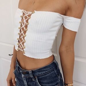 SOLD! ARE YOU AM I lace up top